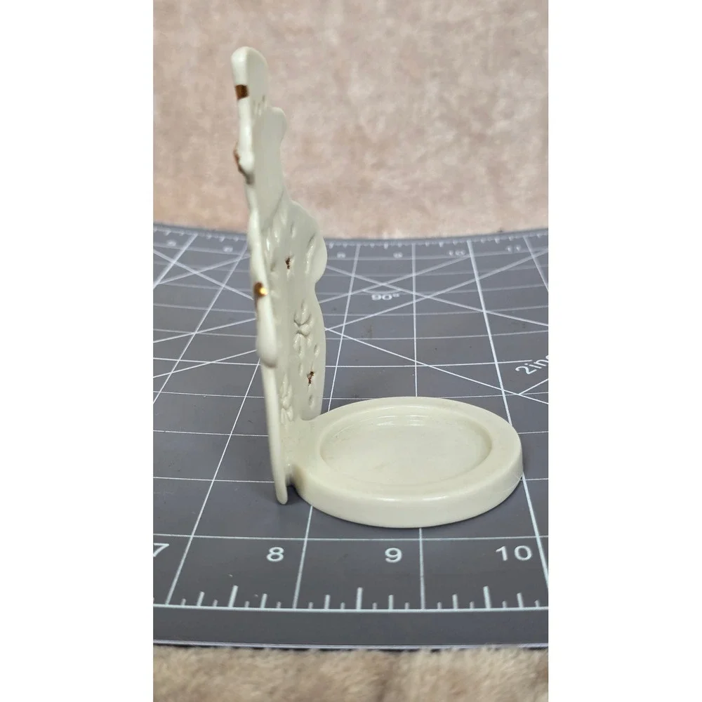 Lenox Ivory China Snowman Votive Tea Light Candle Holder Gold Trim Pierced Star
